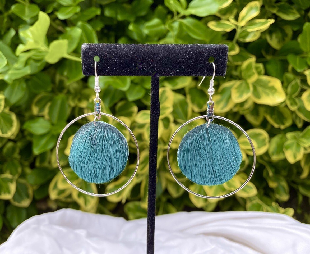 Sealskin Hoop Earring- Forrest Green
