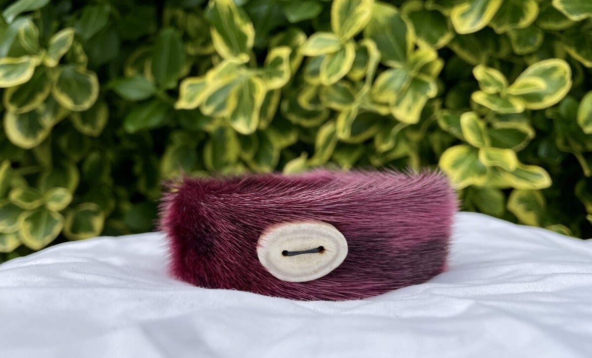 Pink Slip on Sealskin Bracelet with Caribou Antler