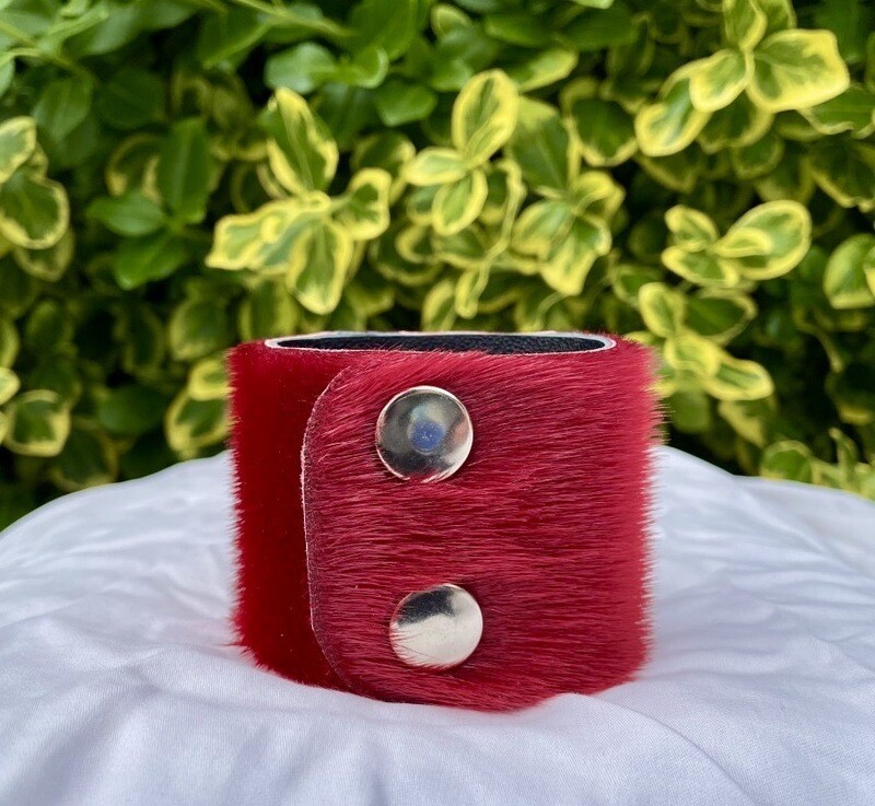 Sealskin Cuff- Red Straight cut