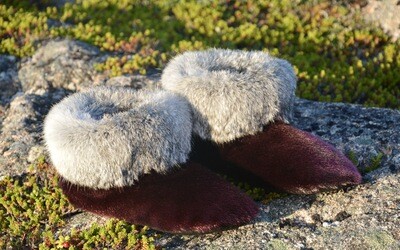 Sealskin and Rabbit Fur Slippers