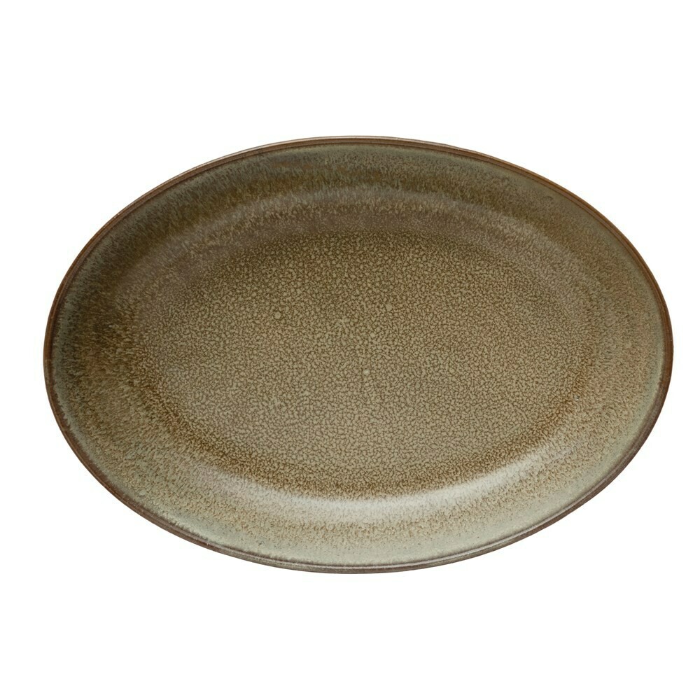 Oval Stoneware Serving Bowl, Brown