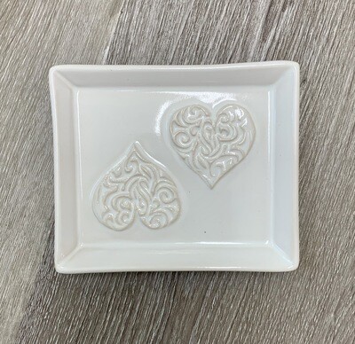 Two Hearts Soap Dish - Ivory