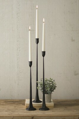 Cast Iron Taper Candle Holders, Set Of 3
