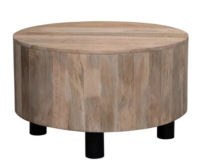 Round Mango Wood Coffee Table, 30"