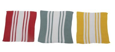 Striped Cotton Knit Dish Cloths, Set Of 3