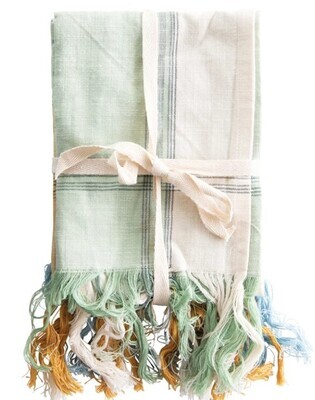 Fringed Cotton Tea Towels, Set Of 3