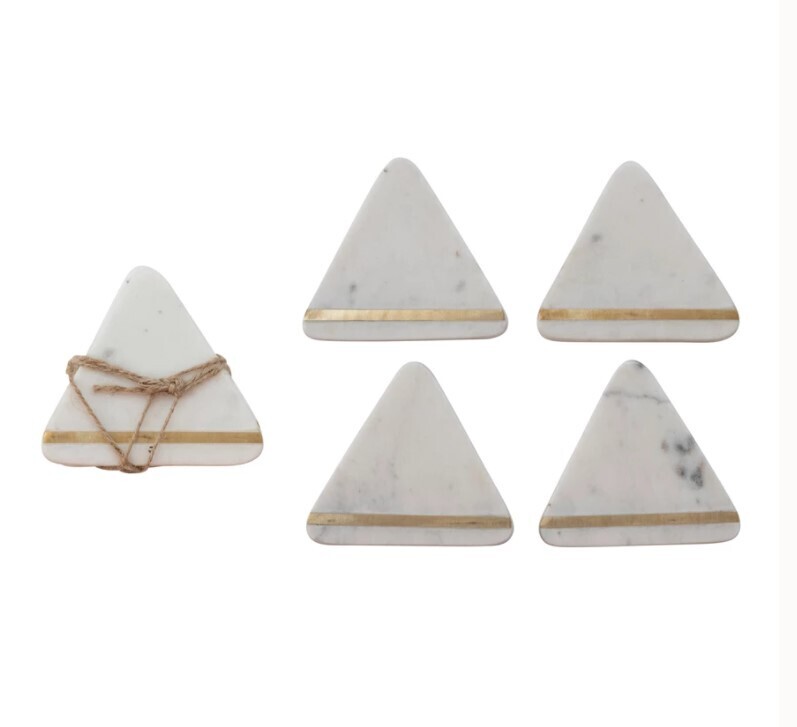 Triangular Marble Coasters, Set of 4