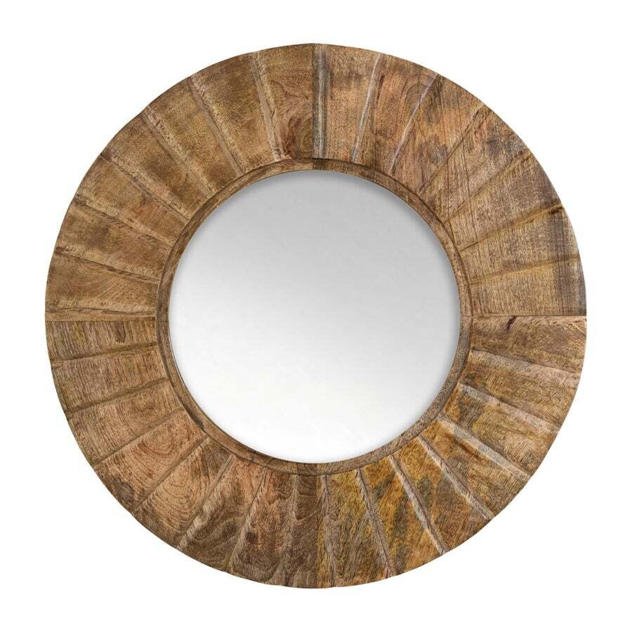 Carved Mango Wood Mirror, 24"