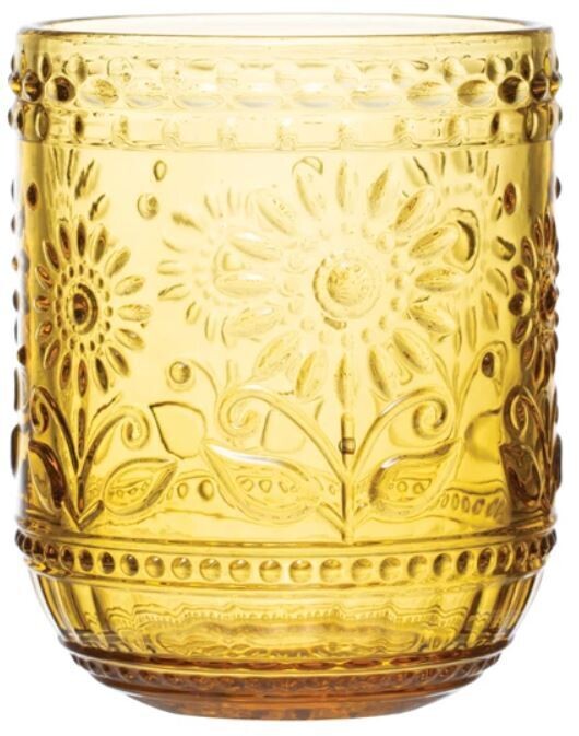 Embossed Drinking Glass, Amber 12oz