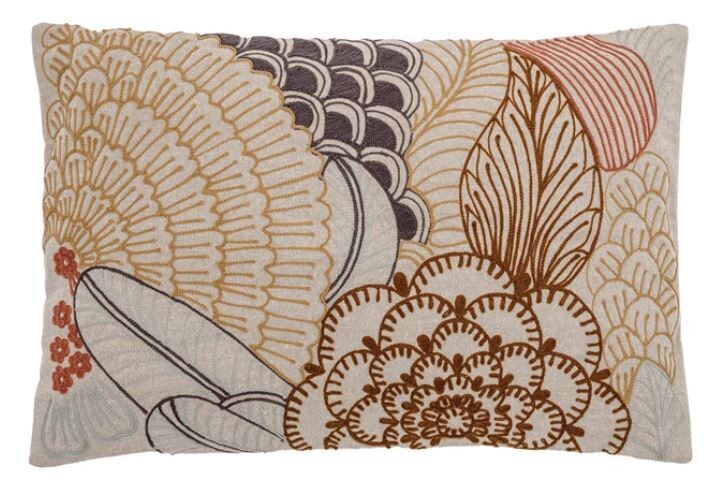 Marigold Cotton Embroidered Pillow, 24x16
