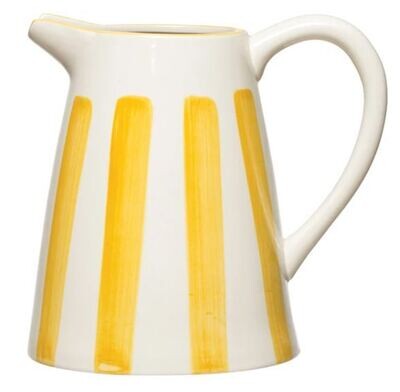 Yellow Stripes Stoneware Pitcher