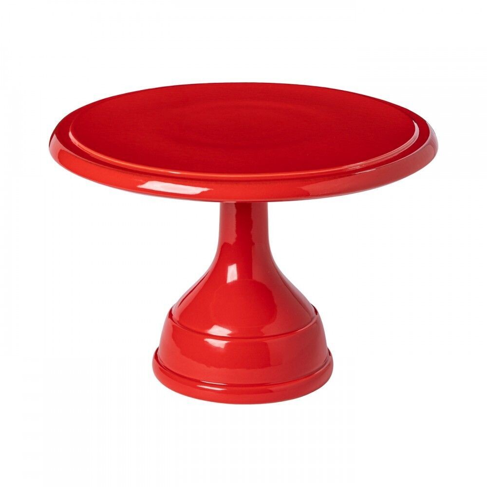 11" Footed Cake Plate, Red