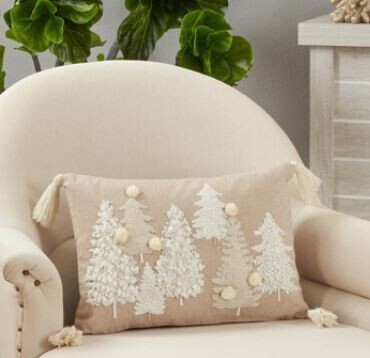 Embroidered Tree Pillow - 14x20