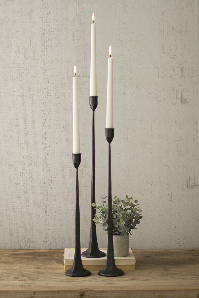 Cast Iron Taper Candle Holders, Set Of 3