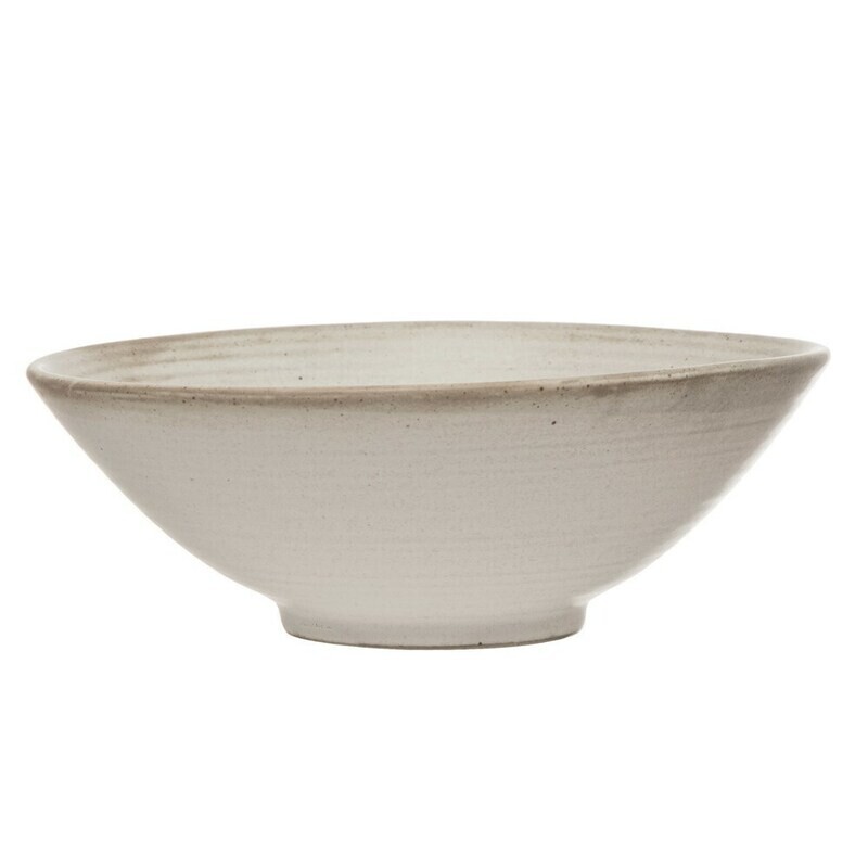 8&quot; Round Stoneware Bowl, White