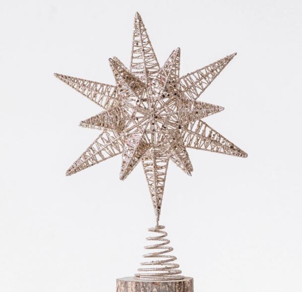 Gold Glitter Metal Tree Topper
