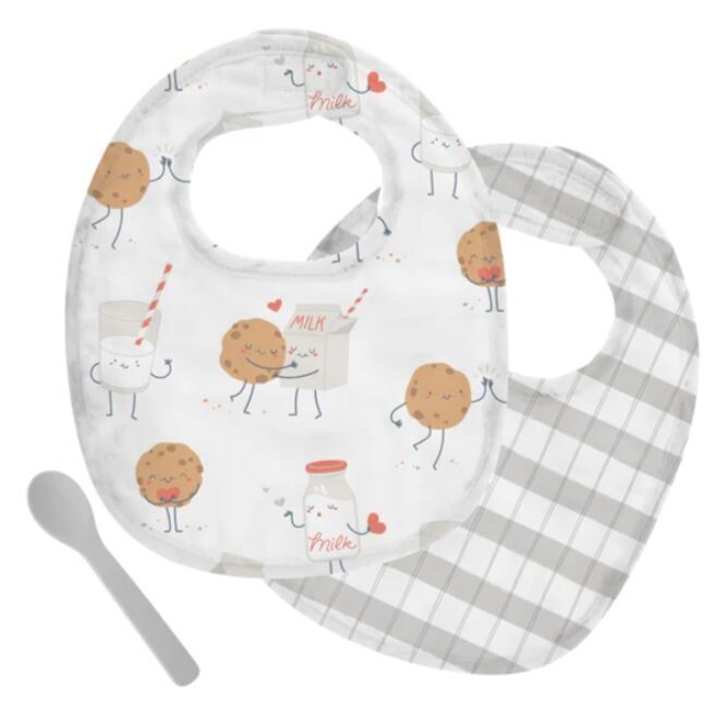 Muslin Bib Set, Milk &amp; Cookies