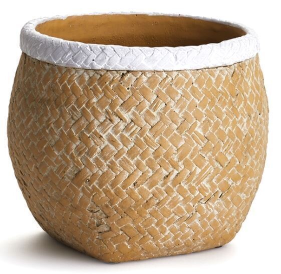 Basketweave Drum Pot, Lg