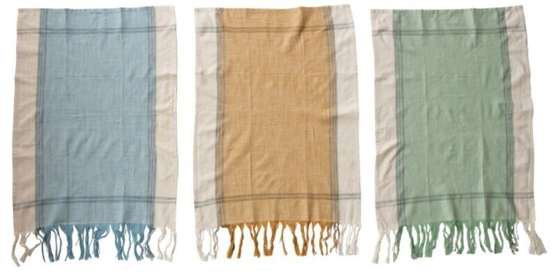 Fringed Cotton Tea Towels, Set Of 3