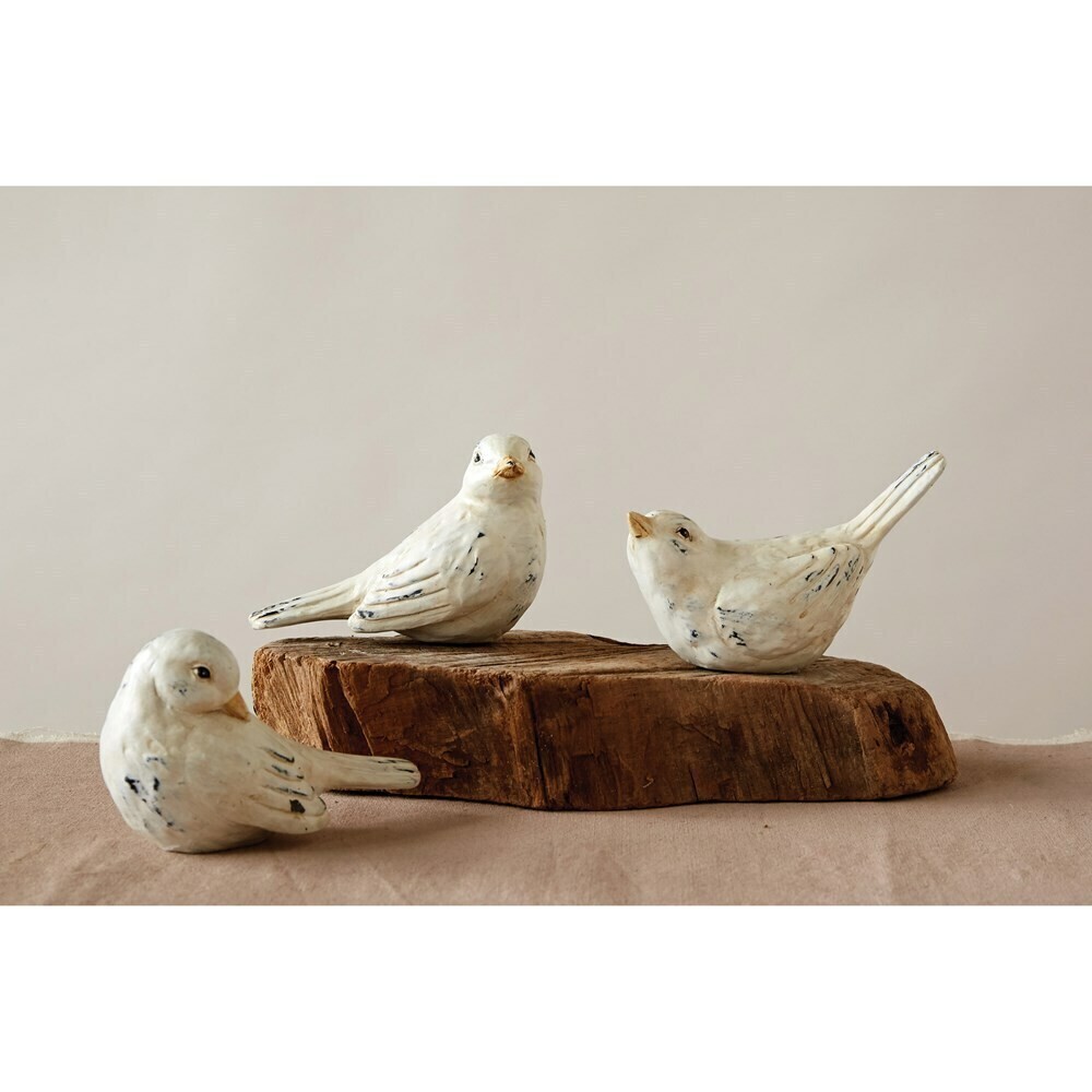 Ivory Distressed Resin Bird