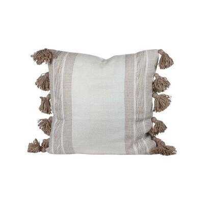 Hazel Handwoven Pillow, Taupe, 18"