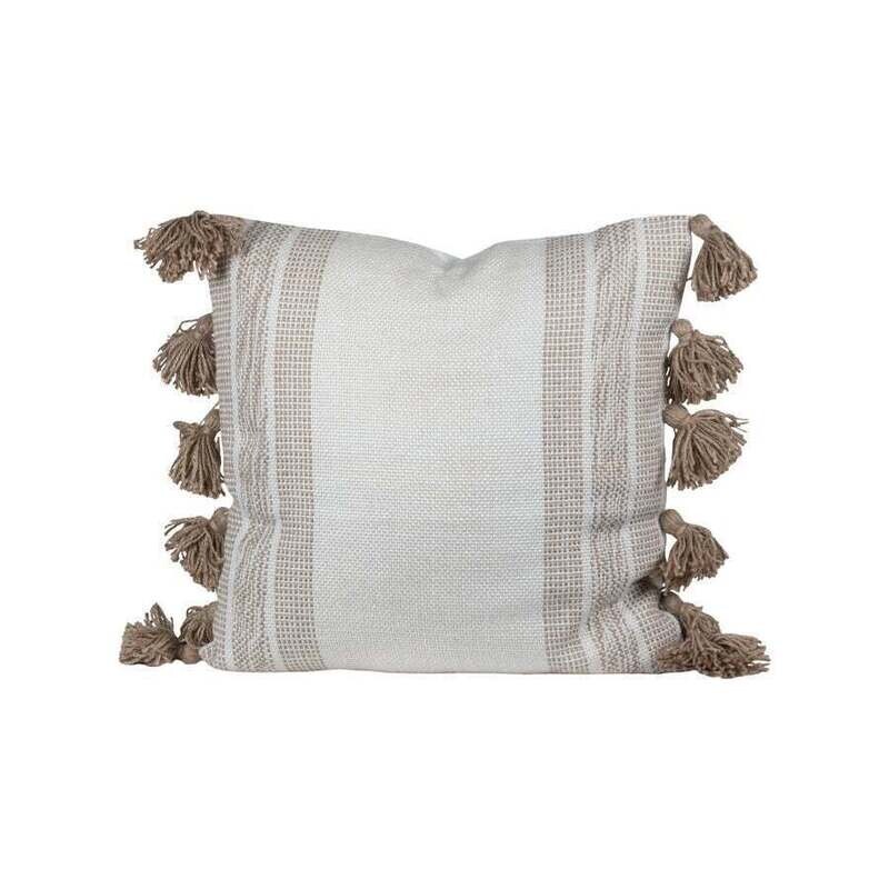 Hazel Handwoven Pillow, Taupe, 18&quot;