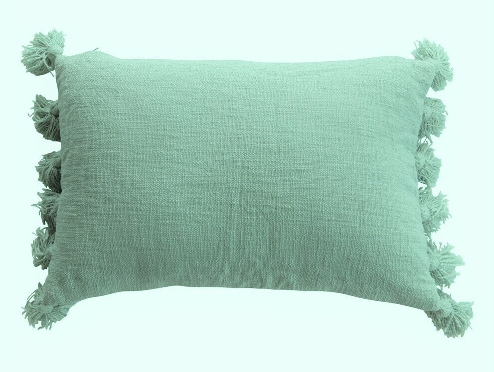 Christine Cotton Boucle Pillow, Aqua 24x16