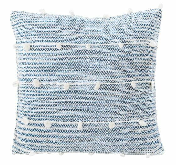 Candace Textured Stripe Pillow, Indigo Blue 20x20