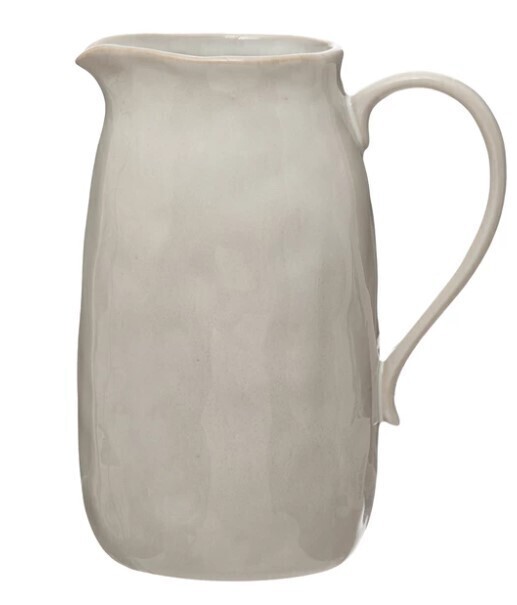 White Stoneware Reactive Glaze Pitcher, 96oz