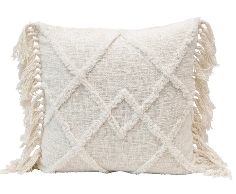 Josephine Boho Pillow, 20&quot; Cream