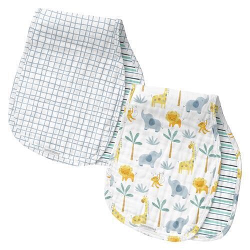 Muslin Burp Cloth Set Of 2, Zoo