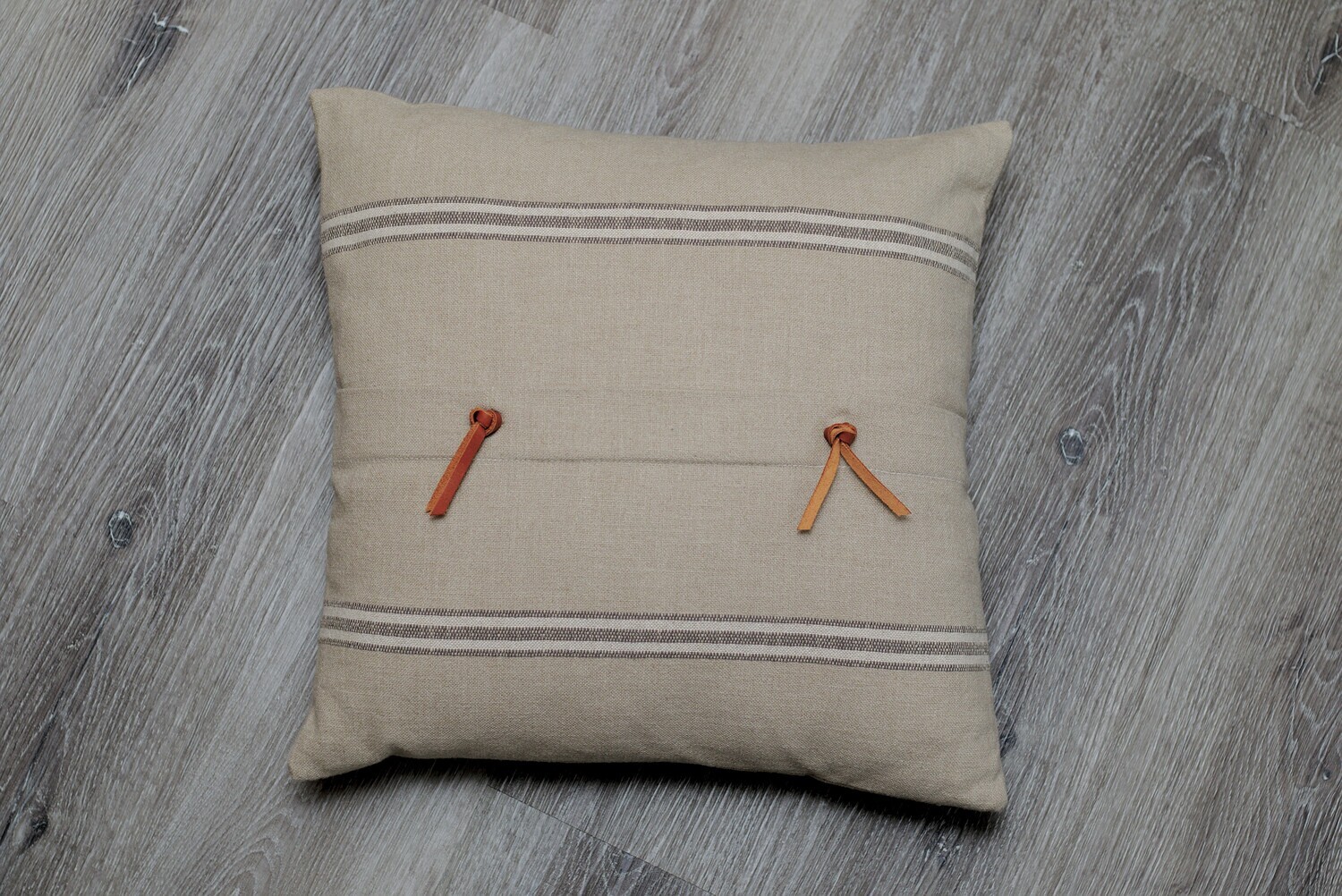 Claire Cotton Pillow W/ Leather Tassels, 18x18