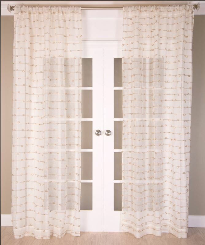 Linen Sheer Drapery Panel W/ Jute Knots