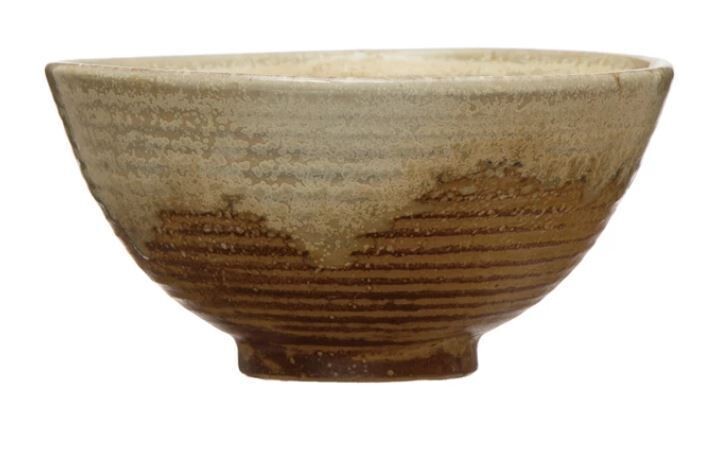 Brown Stoneware Reactive Glaze Bowl, Small