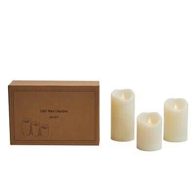 Ivory LED Pillar Candle Set Of 3