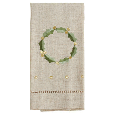 Embroidered Wreath Guest Towel