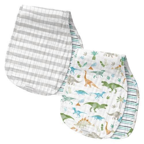 Muslin Burp Cloth Set Of 2, Dinosaur