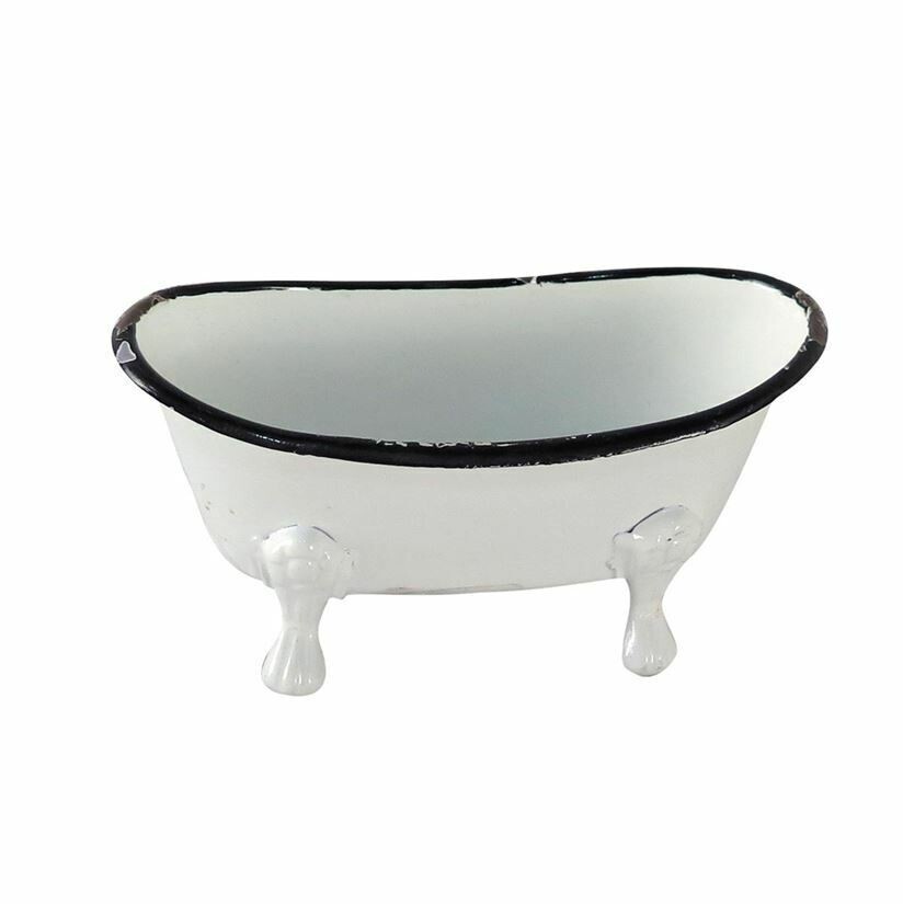 Bathtub Soap Dish, Black & White Distressed