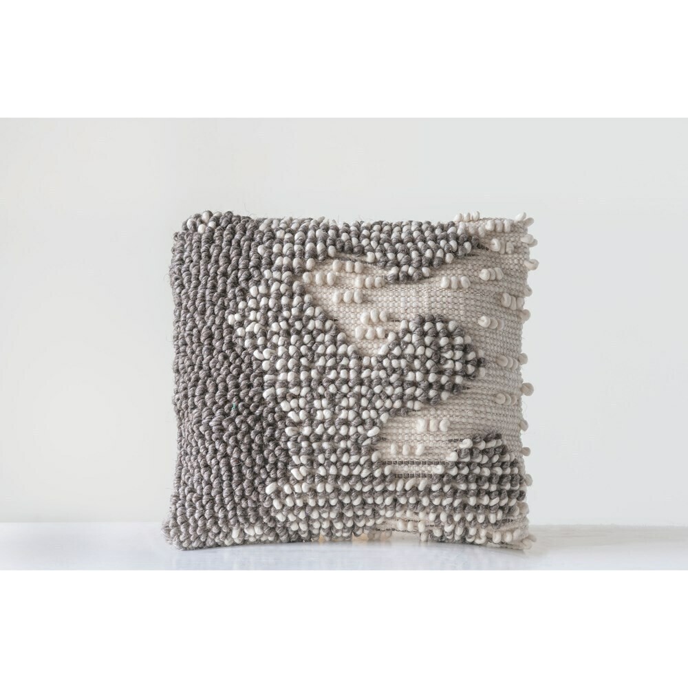 Tess Wool Pillow Grey & Natural, 19x19