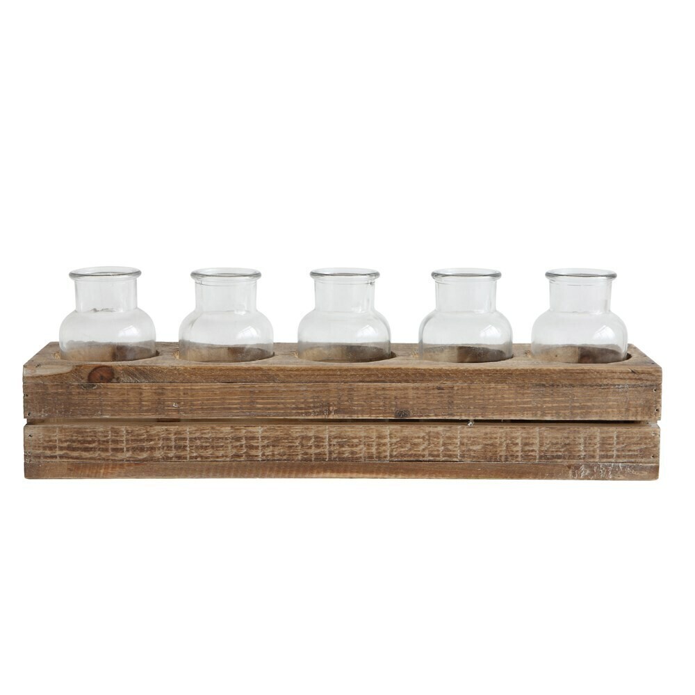 Wood Crate W/ Glass Bottles