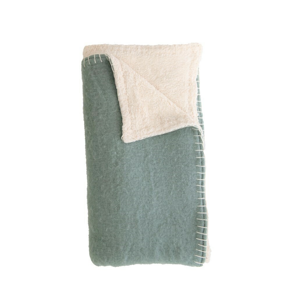 Paige Blanket Stitch Throw, Sage Grey