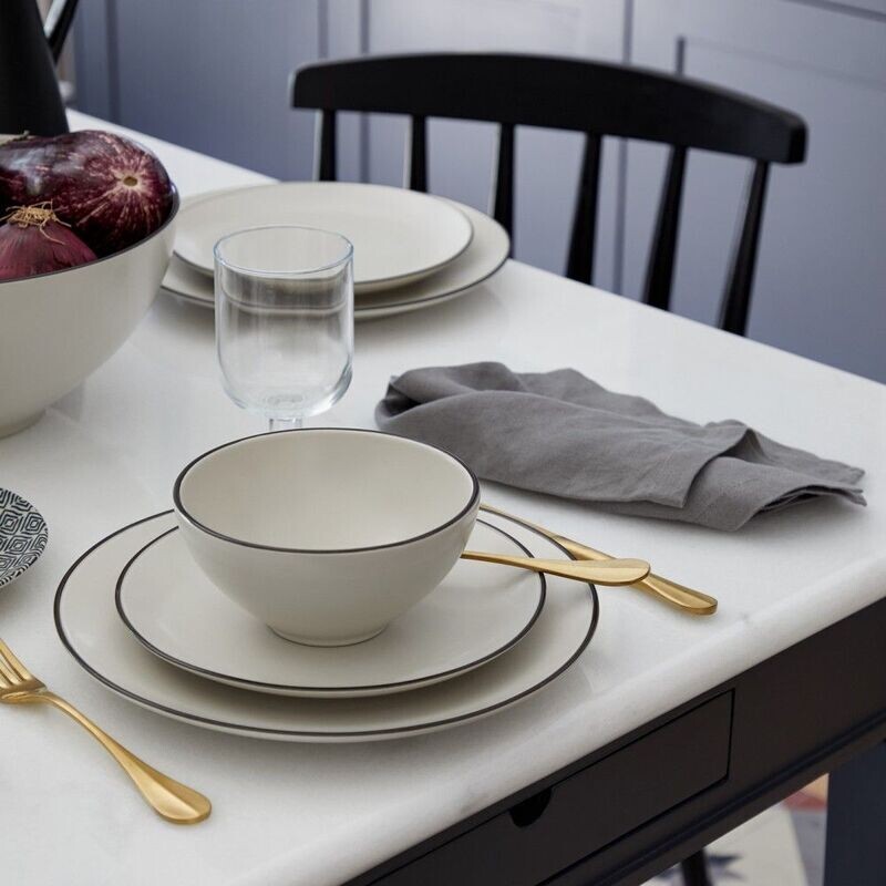 Augusta Dinner Plate, Nat/Blk