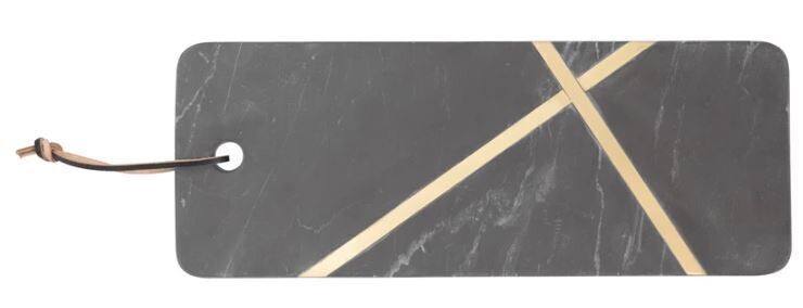 Black Marble &amp; Brass Cheese Board, 16&quot;