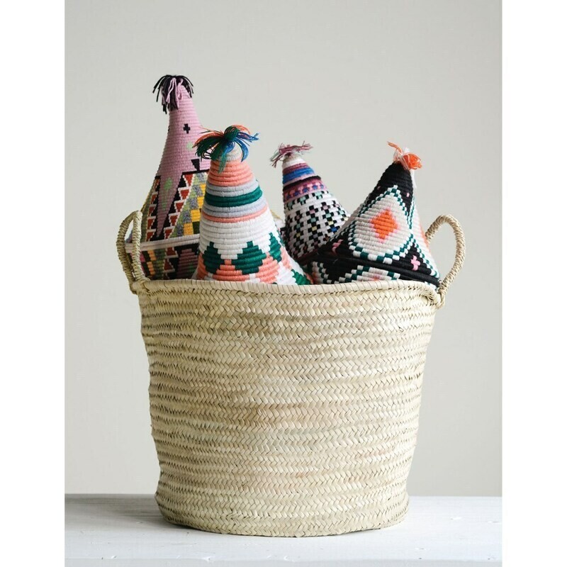 Morroccan Handwoven Basket W/ Handles