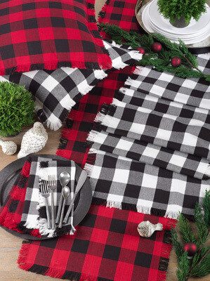 Fringed Buffalo Plaid Runner, 16" X72"