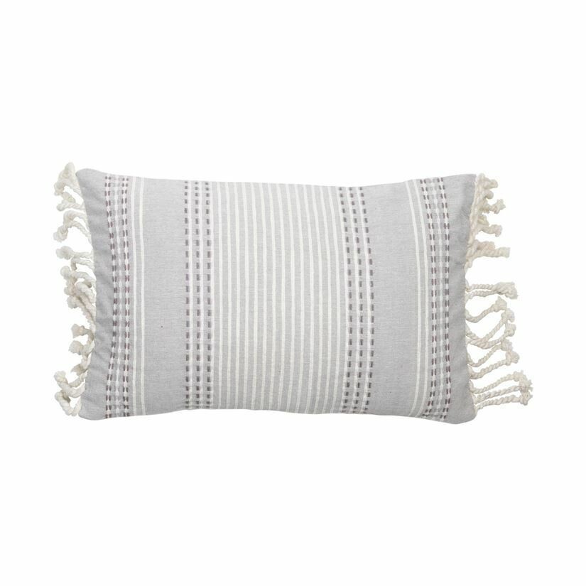 Nila Handwoven Pillow Grey 14x22