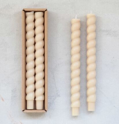Cream Twisted Taper Candle