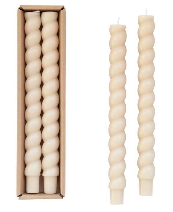 Cream Twisted Taper Candle