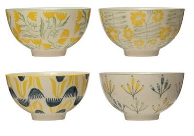 Flower Print Stoneware Bowl
