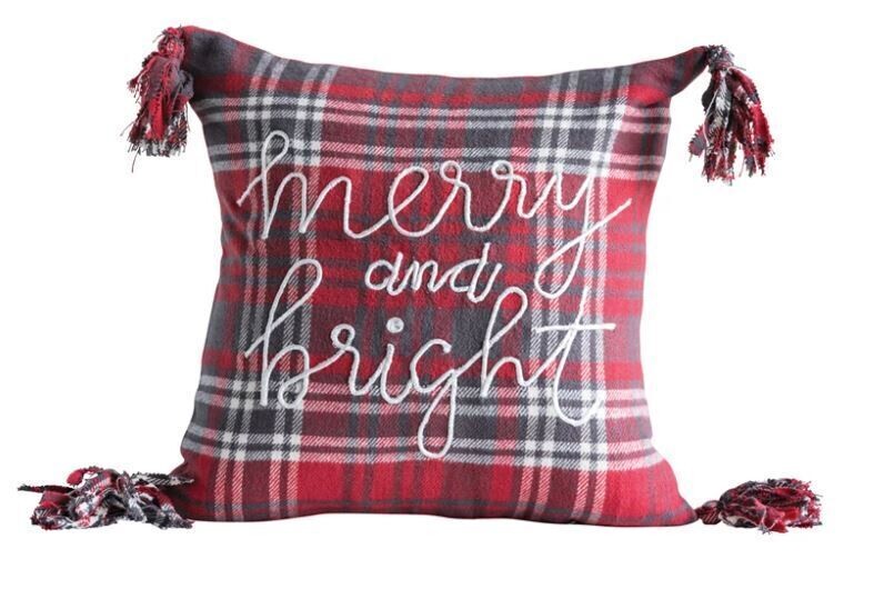 Merry & Bright Plaid Pillow 18"